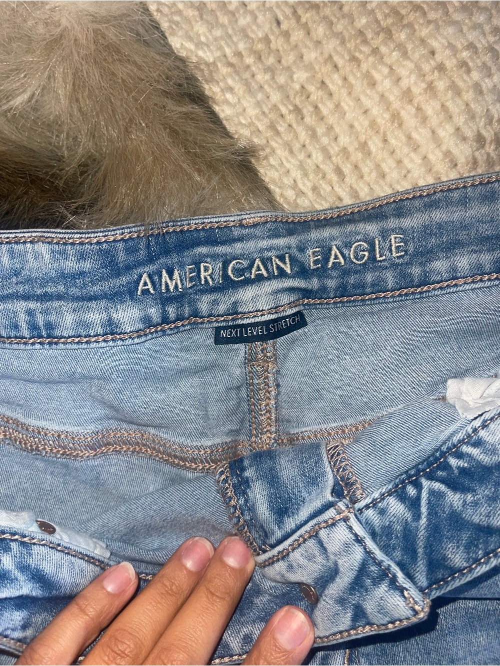 AE Next Level Ripped High-Waisted Denim Short Short - Picture 3 of 5